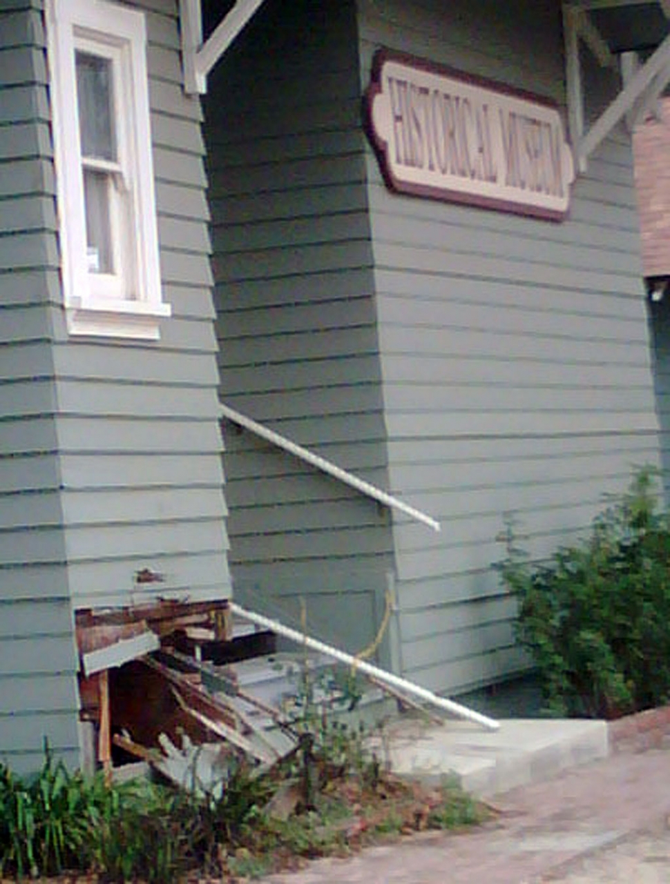 Hit and run damage to the Fillmore Historical Museum