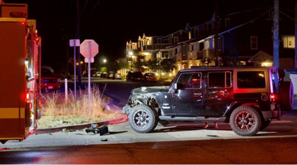 On Monday, June 20th, 2022, at approximately 9:57pm, Fillmore Police Department and Fillmore City Fire were dispatched to a reported hit & run in the intersection of Mountain View St. & Santa Clara St., Fillmore. Arriving fire crews reported a solo vehicle with front end damages with at least one patient being evaluated by fire personnel. No ambulance transports were made. Cause of the crash is under investigation. Photo credit Angel Esquivel—AE News.