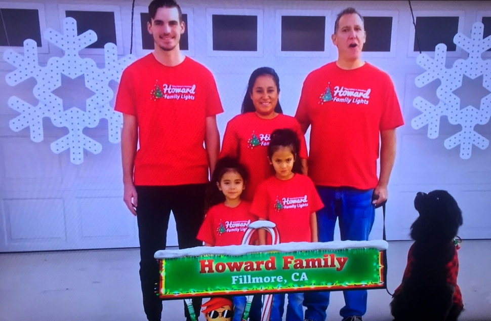 On Monday, December 2nd at 9pm the Howard Family Christmas Light Show from Fillmore was featured on ABC’s Great Christmas Light Fight. The Howard’s Christmas light show began November 29th and will run nightly through January 1st. Located at the corner of Wildwood and Edgewood near Rio Vista Elementary School, you can listen from your car on radio station FM 97.7, or listen outside. They do ask that you not block their neighbors’ driveways, and please don’t blast the music. Courtesy Howard Family FB page: https://www.facebook.com/HowardFamilyLightShow