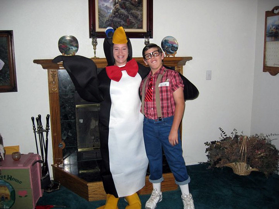Kellsie McLain in her penguin costume she wore for Let’s Make a Deal, along with her brother. She will appear on Tuesday’s show on CBS.