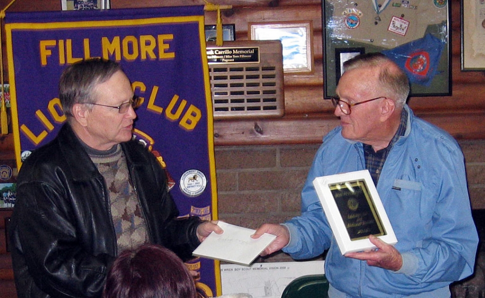 Lions President Scott Lee bids farewell to longtime Lion Bob Peterson.