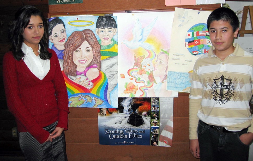 Peace Begins With Me - Jaime Valdovinos, right, is the winner of the Fillmore Lions Club Annual Peace Poster Contest. Pictured left is Marrianna Gonzalez.