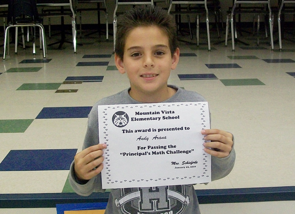 5th Grade - Andy Arana was the only 5th grade student to pass the challenge.