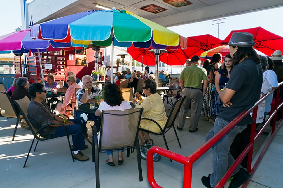 Patrons enjoying the Movie Train Cafe’s grand opening.