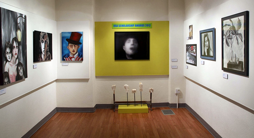 Scholarship Gallery Hang 10. Photograph by Roger Conrad.