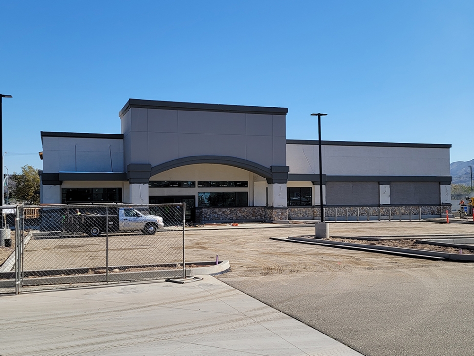 Pictured above and below is the soon to open Grocery Outlet at the corner of C and Ventura Street. Construction crews have made great progress on the building and seem to be working on the parking lot.