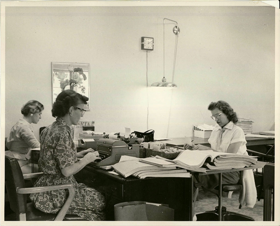 OFFICE NRTA-AARP: In 1960, Dr Andrus constructed a new office building across from Grey Gables on Montgomery Street. It operated 24 hours a day with over 200 employees making NRTA-AARP Ojai’s largest employer at the time.
Courtesy of: The Gables of Ojai Archives