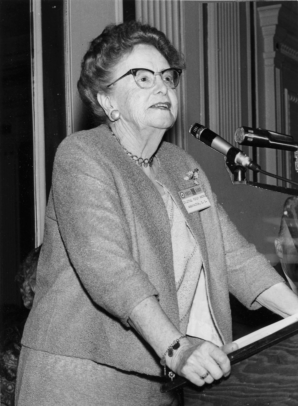 DR. ETHEL PERCY ANDRUS: Educator, Social Innovator, Humanitarian - Dr. Ethel Percy Andrus, Founder and President of NRTA-AARP, testifying before the Kefauver Committee on Hearing Aids, April 19, 1962.
Courtesy of: Ojai Valley Museum Archives