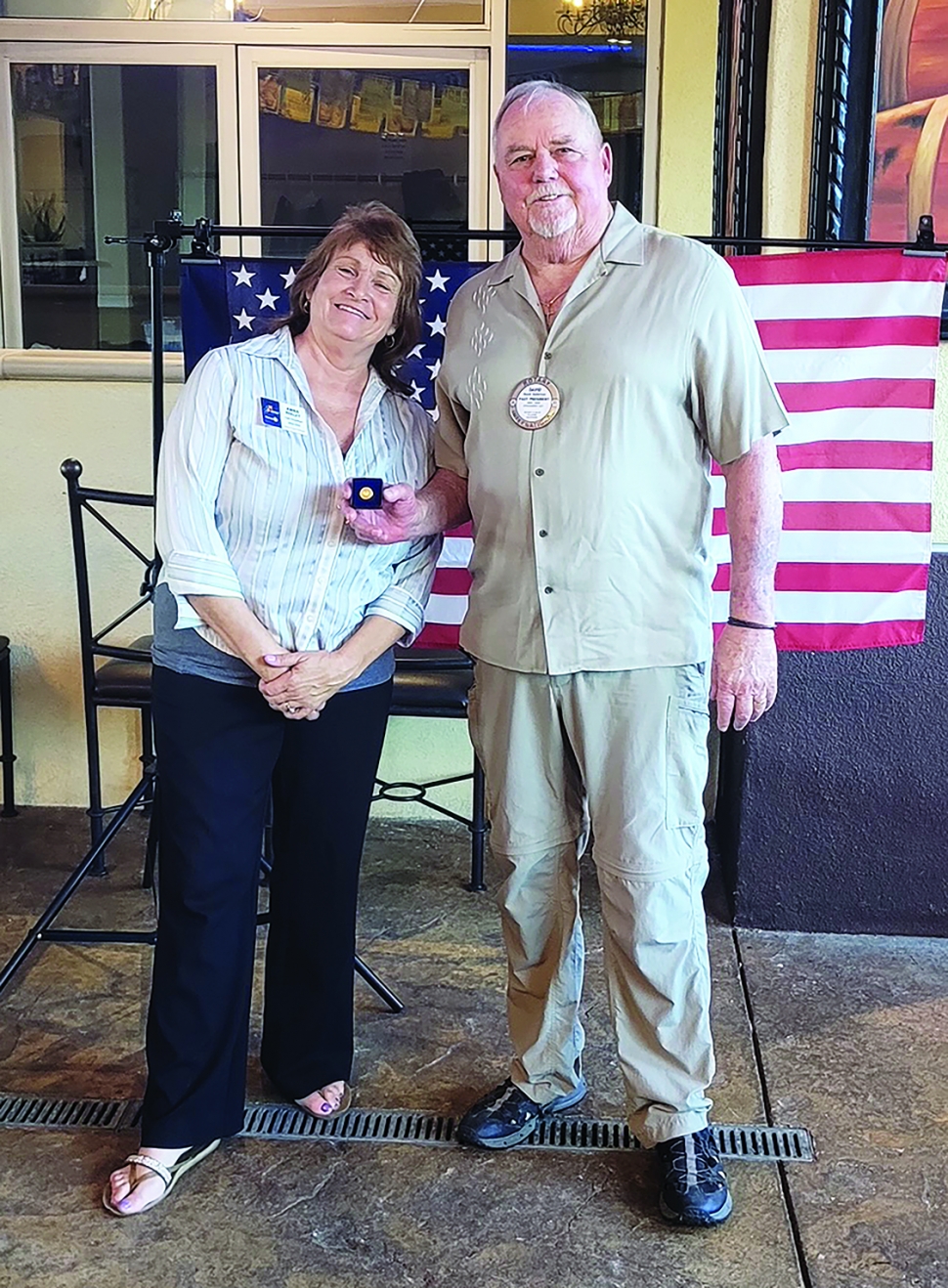 Above is Rotary of Fillmore President Anna Reilley who presented Dave Andersen with the Paul Harris Award. When $1,000 has been contributed to the Rotary Foundation’s Annual Fund or PolioPlus the Foundation recognizes the donor with a lapel pin and certificate. Congratulations Dave! Photo credit Martha Richardson. 