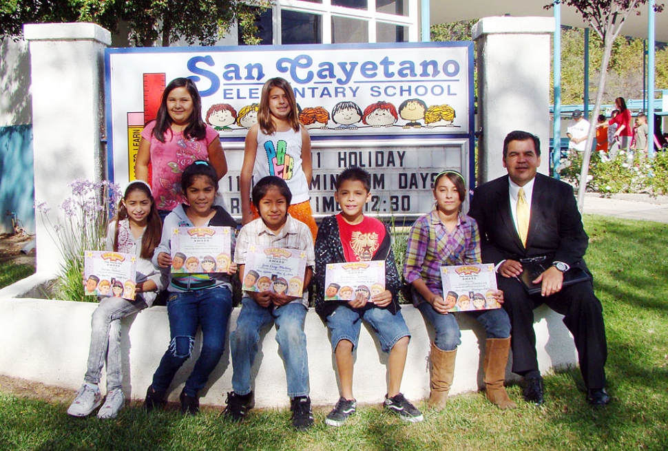 Peacebuilder Assembly with featured speaker Bill Herrera from State Farm Insurance. Sammy Lori from San Cayetano is our perfect attendance winner for October.