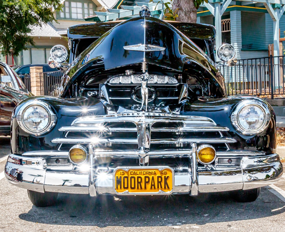 Photo of the Week "My favorite Chevy at the Sespe Creek Car Show" By Bob Crum. [Bob says "Note the sunstars on the chrome! Irresistible photo op!" Photo data: Canon 7DMKII, manual mode, Tamron 16-300mm lens @35mm. Exposure; ISO 1000, aperture f/25, 1/250 second shutter speed.