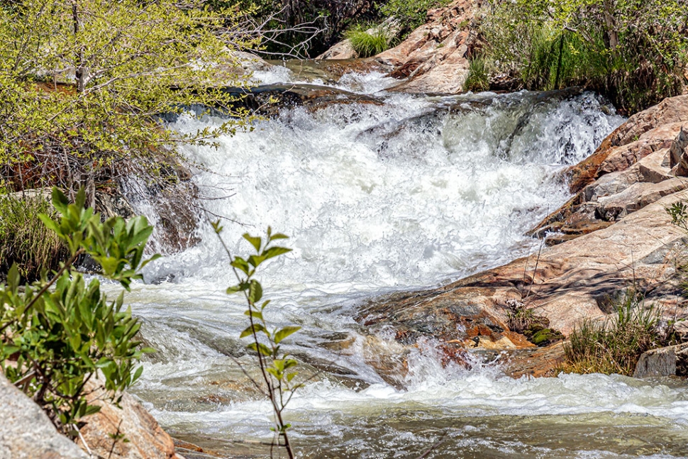 Photo of the Week: "Brush Creek lower falls, north of Kernville, CA" by Bob Crum. Photo data: Canon 7DMKII camera, manual mode. Tamron 16-300mm lens with polarizing filter @77mm. Exposure: ISO 125, aperture f/10, 1/200 second shutter speed.