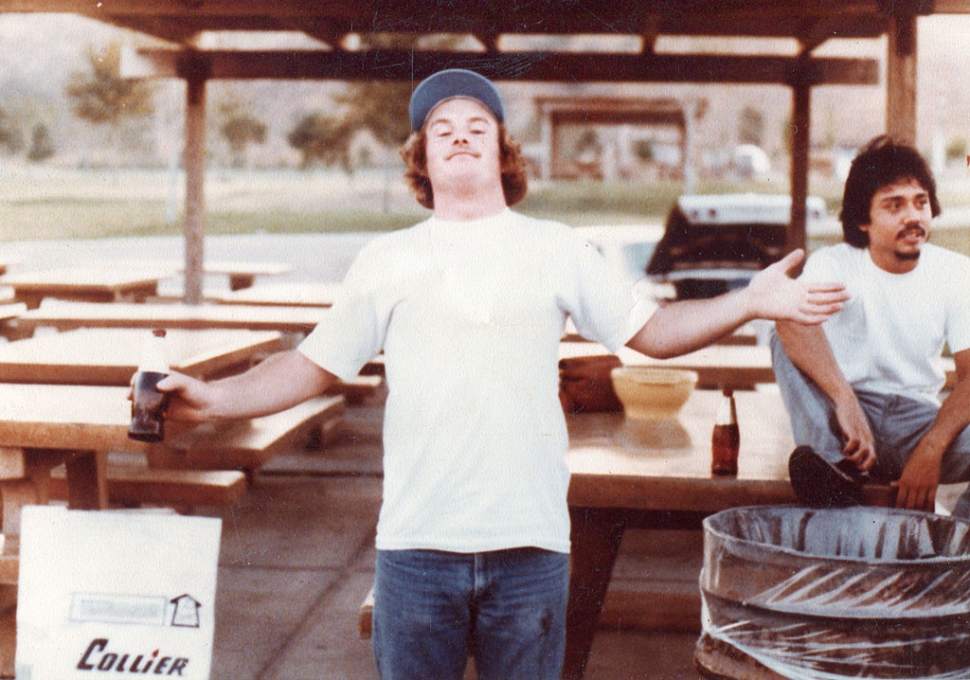 Brian Pierce is the one in front holding the michalobe beer.