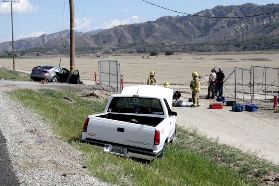 On Saturday, March 13th at 1:10pm, VCFD, CHP, Ventura County Sheriff ’s Department and AMR Paramedics were dispatched to a possible head on collision located Just east of Center Street / East Telegraph Road near Piru. Arriving fire crews reported two vehicles, a grey Lexus and a white Chevrolet truck. One vehicle struck a power pole and another vehicle reported off the roadway. All occupants were reported to be out. One ambulance transport was made, condition unknown. One Ventura County Sheriff’s Department unit was on scene until CHP arrived on scene. Cause of the crash is under investigation. Photo is for area reference. Courtesy Angel Esquivel-AE News.