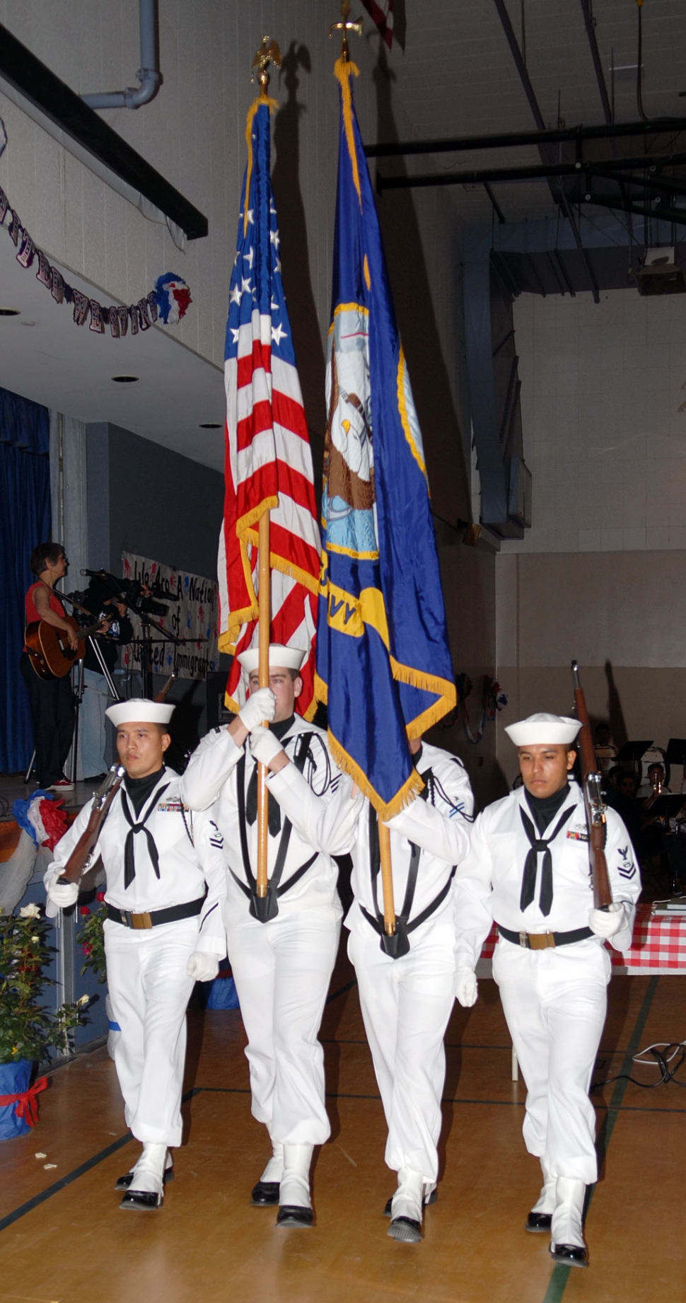 The Navy Honor Guard from Port Hueneme opened ceremonies for Friday’s Pride in America Day at the Fillmore Middle School. The production received high praise this year from retired teacher Mary Ford, who created this day to honor our military men and women more than 10 years ago.