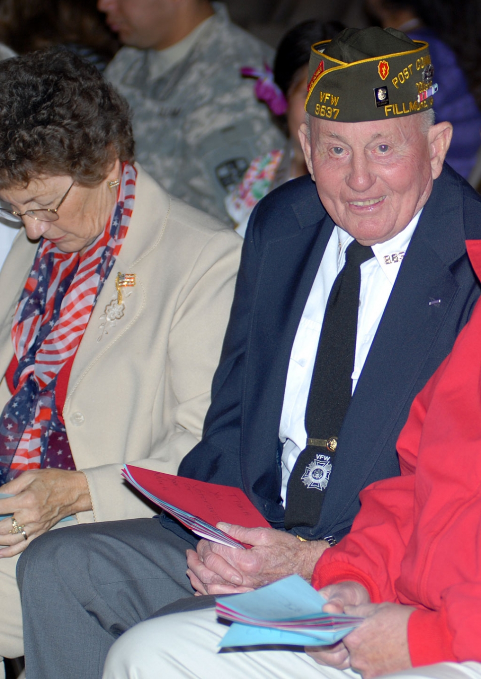 Veteran Jim Rogers, VFW Post 9637, and Mary Ford, founder of Pride in America, enjoyed the annual program, honoring our nation’s veterans.