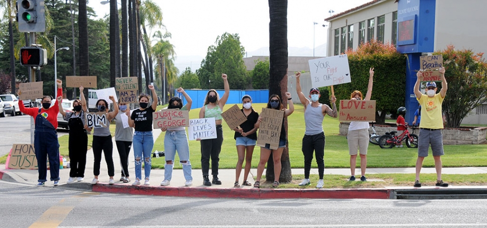 On Tuesday Afternoon, June 2nd, a group of George Floyd protestors gathered in peaceful demonstration at the corner of Central Avenue and 1st Street in Fillmore.