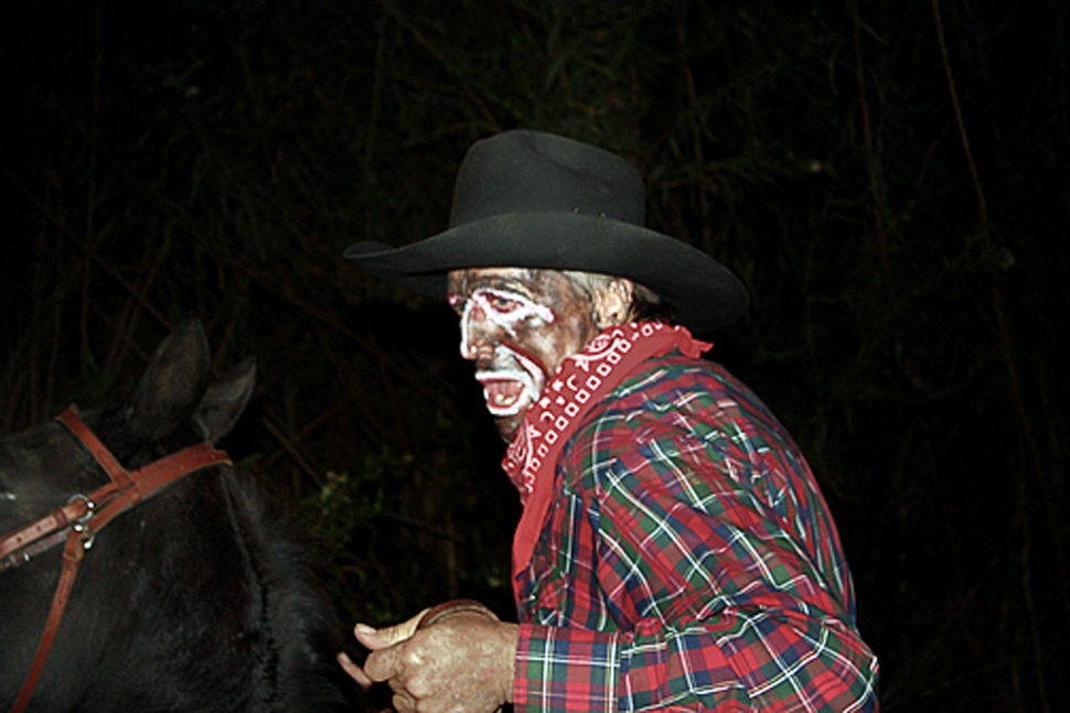 Rider warns people to be ready...for the Headless Horseman.