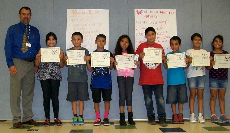 5th Grade: Jazmin Aguirre, Jonathan Castillo, Diego Alcaraz, Jeanette Kirkpatrick, Alex Huchin, Ricardo Vasquez, Ana Romero and Isabella Minjares.