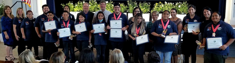 Migrant Students of the Year: Jimena Cortes and Cesar Aparicio. Migrant Speech and Debate Participants: Jimena Cortes, Karol Laiz, Karen Laiz, Cesar Aparicio, Sophia Rodriguez, Miriam Cacho, Ana Rodriguez Mares, Aaron Cacho, and Abraham Vargas Cortez.