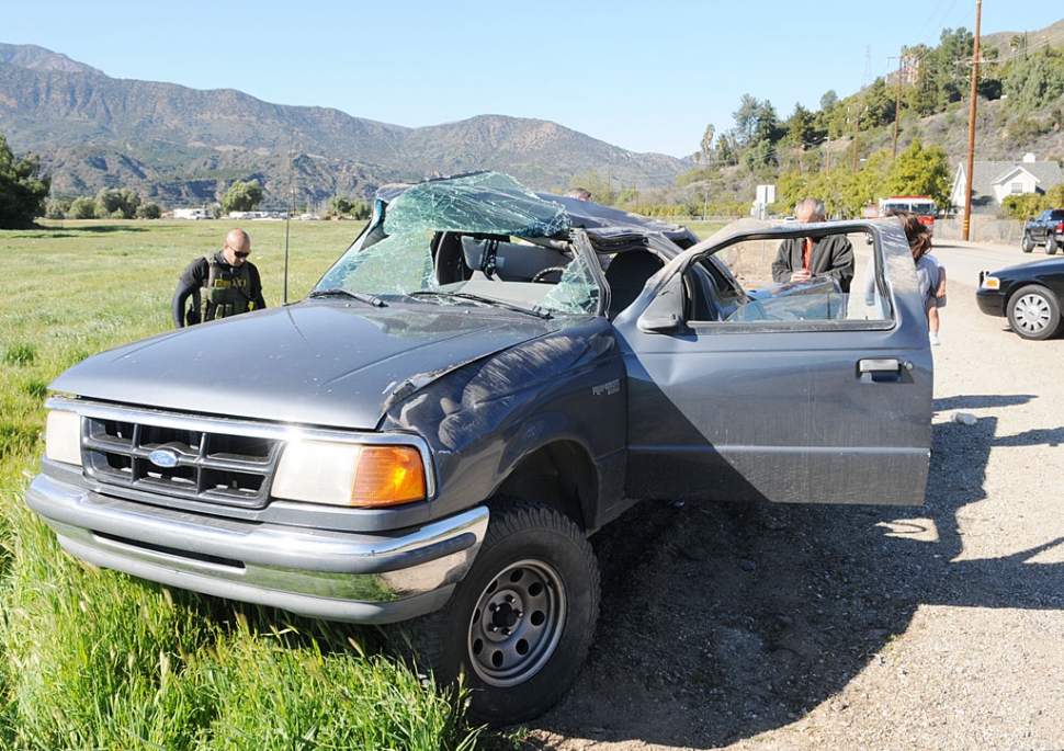 On Sunday, at approximately 2 p.m., a Ford pickup failed to negotiate the turn from A Street to Goodenough Road in north Fillmore resulting in a roll-over. 