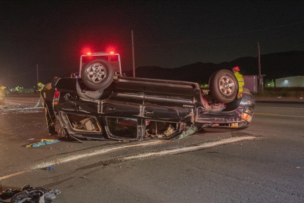 On Sunday, July 17th, 2022, at 1:41am, Fillmore Police Department, Fillmore City Fire, and AMR Paramedics were dispatched to a reported traffic collision near the 1400 Block of Ventura Street in Fillmore. Arriving deputies reported a black SUV collided with a parked Semi near El Pescador. One occupant was reported in the vehicle with a broken arm and was transported by AMR paramedics and taken to a local hospital. The cause of the crash is under investigation. Photo credit Angel Esquivel-AE News.