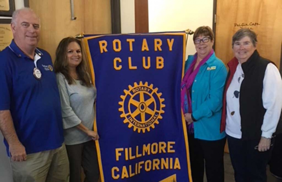 (l-r) Rotary Club members Jerry Peterson and Ari Larson with Sue Zeider and Martha Gentry. Sue and Martha will be speaking at the St. Francis Dam 90th Anniversary this coming March. Photo courtesy Ari Larson.