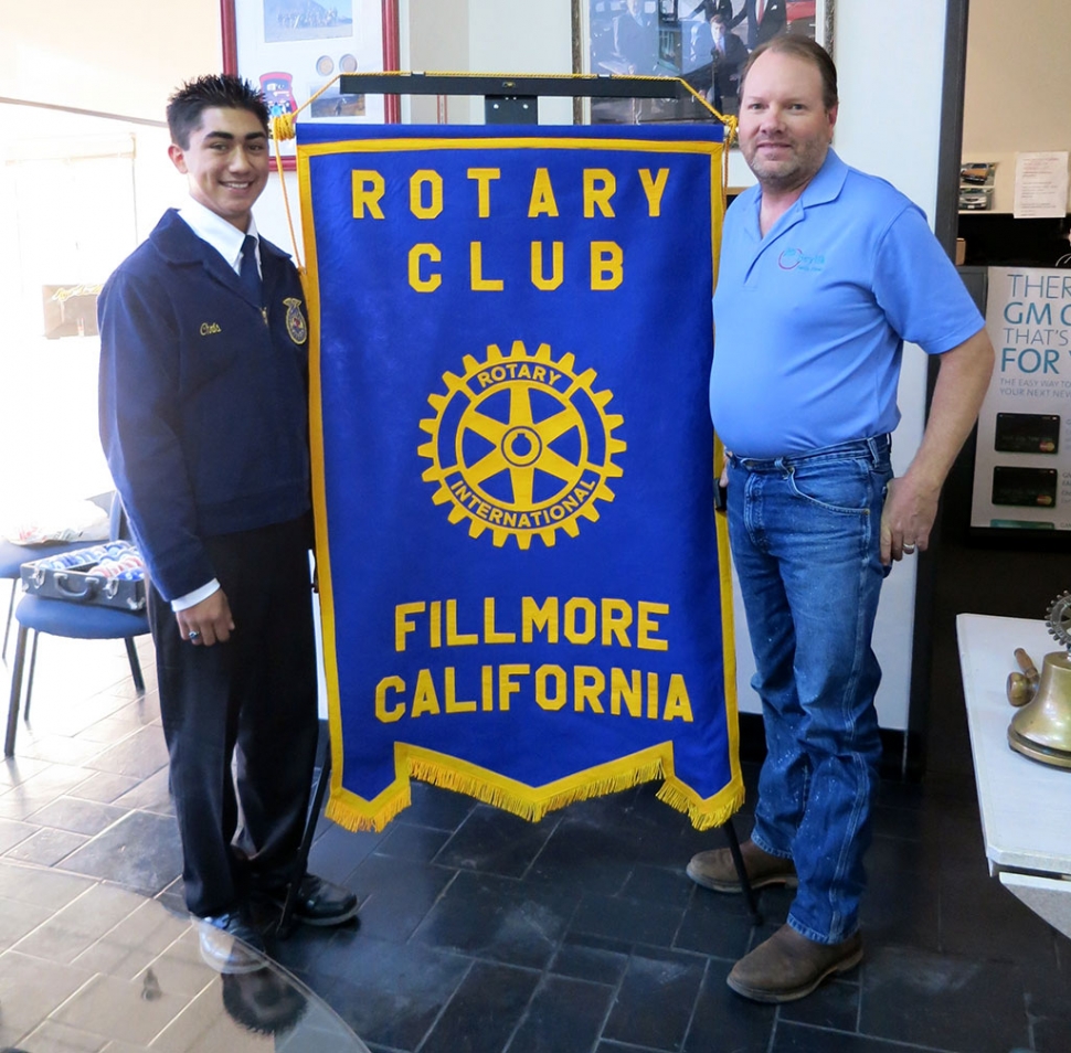 Chris Berrington, of Fillmore FFA, and the newly elected South Coast Regional Vice President visited Fillmore Rotary last week. Scott Beylik invited him to speak.