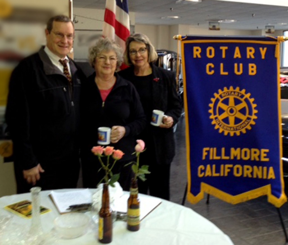 Pictured are Kyle Wilson, President-Elect, Joanne King and Linda Nunes. Joanne and Linda gave a presentation on tips for entering the Fillmore Flower Show. It will be held on April 18-19.