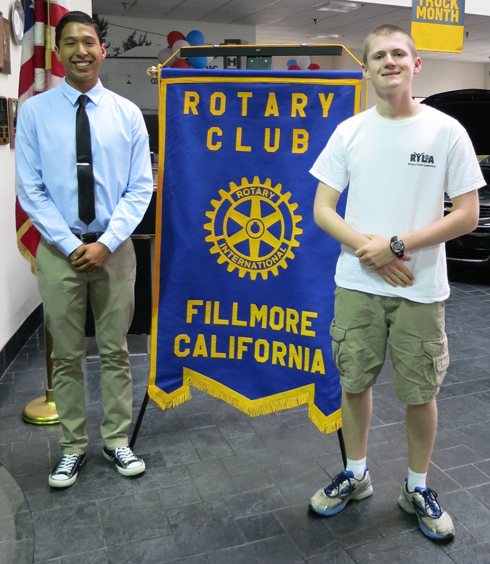 Francisco Erazo and Matthew Hammond presented a program at Fillmore Rotary after they participated in RYLA, Rotary Youth Leadership Awards Camp held in Ojai.
