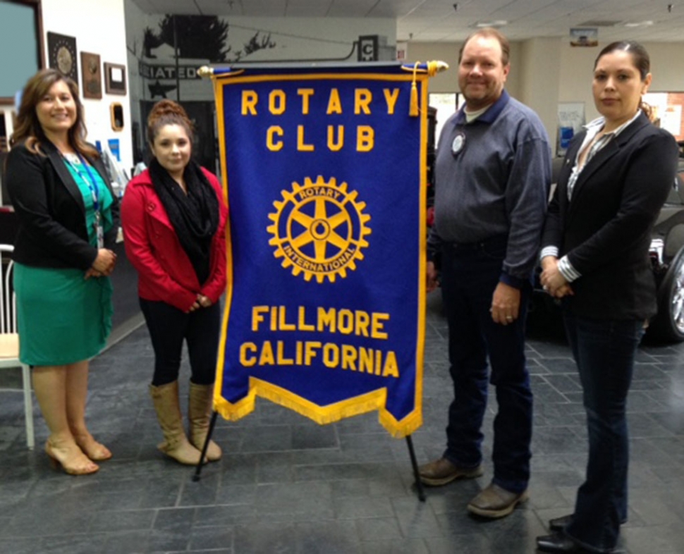 Cynthia Frutos, Principal, Jazmin Nugaray, Rotary scholarship recipient, Scott Beylik and Isla Larin. Jazmin Nugaray, from Sierra High School, was presented with a Rotary scholarship by Scott Beylik, committee member.