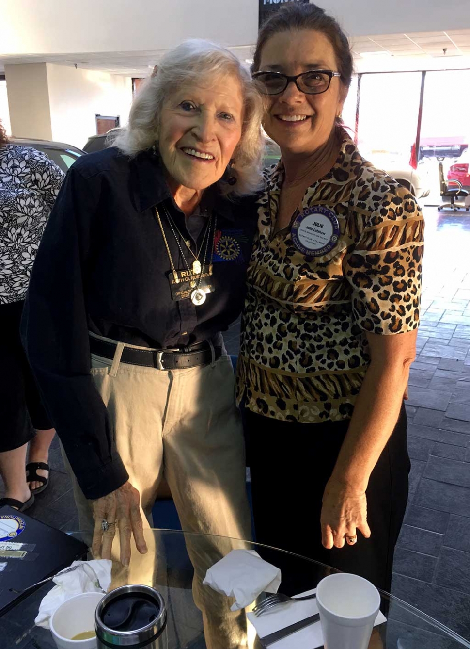 Fillmore Rotarians sang Happy Birthday to celebrate the day with members Ruthie Gunderson and Julie Latshaw.