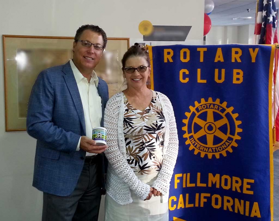 (l-r) Darren Kettle, Executive Director of Ventura County Transportation Commission, who presented a program for the Rotary Club of Fillmore, and Julie Latshaw President.