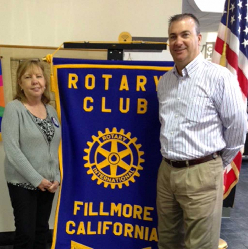 Dave Rowlands, City Manager, presented the program at Fillmore Rotary recently. He informed the Club about what the city is doing at the Equestrian Park. Since the City is now in charge they have been cleaning it up, and hauling off trash, weeds and old buildings, and getting it in good working order. Pictured left, councilmember Carrie Broggie.