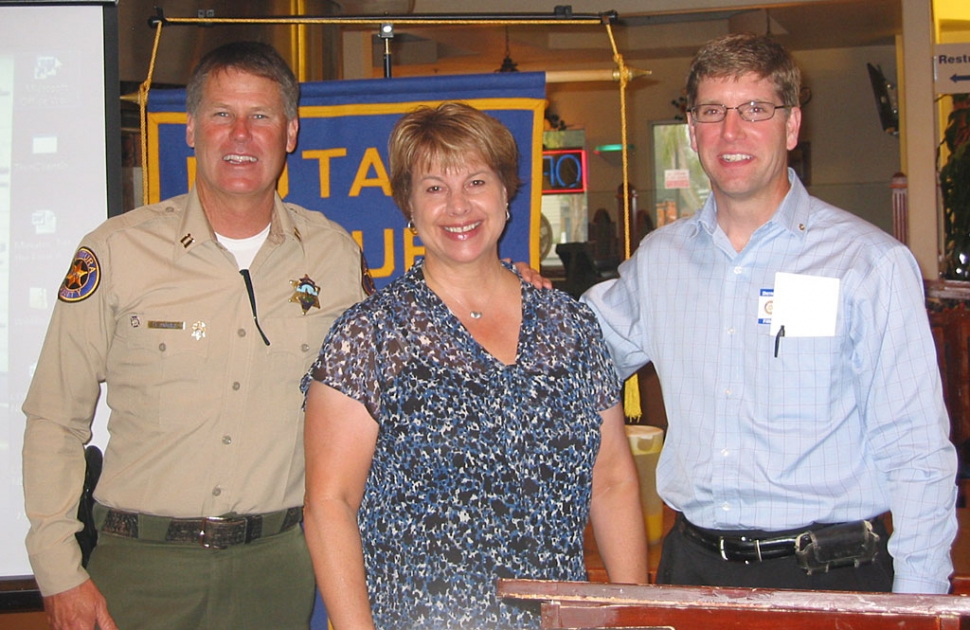 (l-r) Tim Hagel, Katy Hadduck, RN, Sean Morris, Sun Risers Rotary Club President.