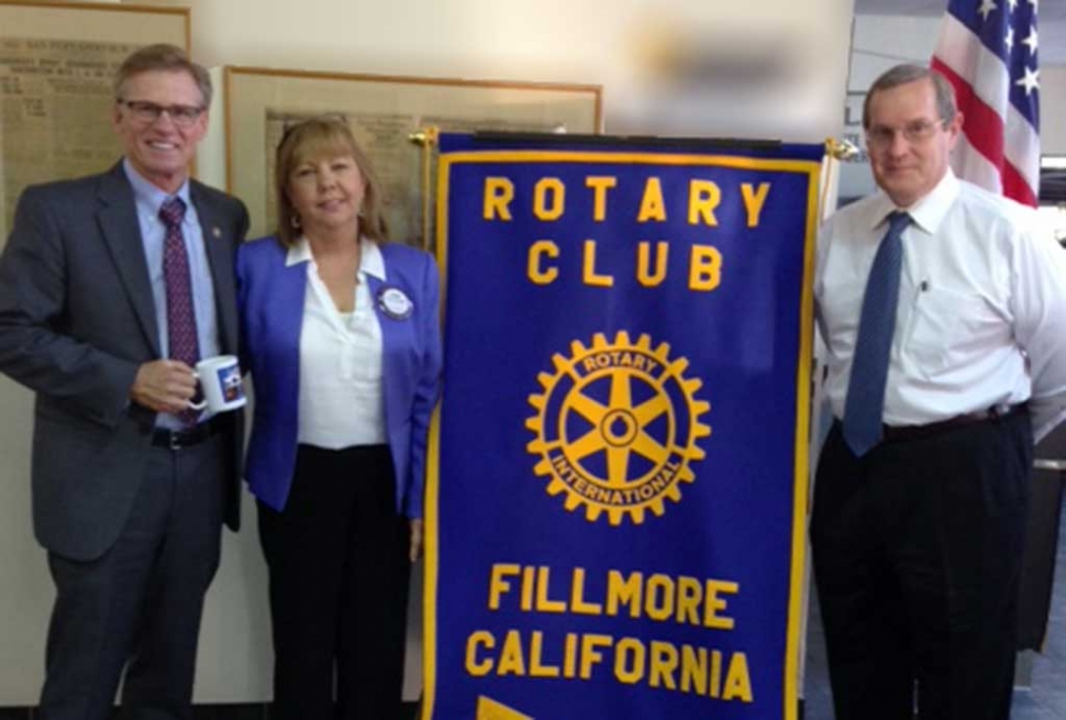 Greg Totten, Ventura County District Attorney and Rotary speaker, Program Chair Carrie Broggie, and Rotary President Kyle Wilson.
