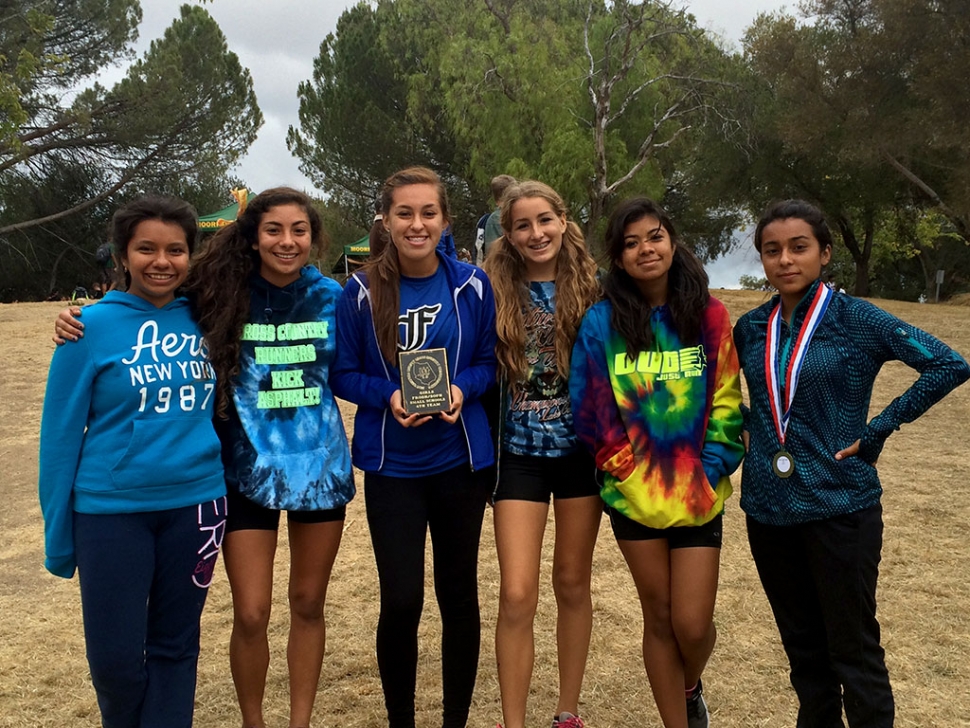 Frosh Soph Girls take 4th place at the Ventura County Cross Country Championships. (l-r) Briana Ruiz, Lauren Magdaleno, Alyssa Ramirez, Grace Garnica, Luz Ruiz and Jackie Chavez
