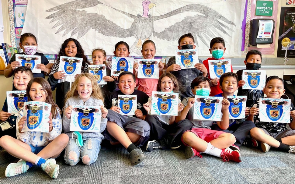 San Cayetano Elementary celebrated Condor Week. Pictured is Mrs. Wohler’s class as they ended Condor Week with CondorKids Ranger certificates and a life-sized Condor that was student-colored! Photos courtesy San Cayetano Eagles blog.