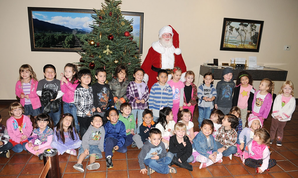 Children from Sonshine Preschool visited Santa Claus at Santa Barbara Bank and Trust Wednesday morning.