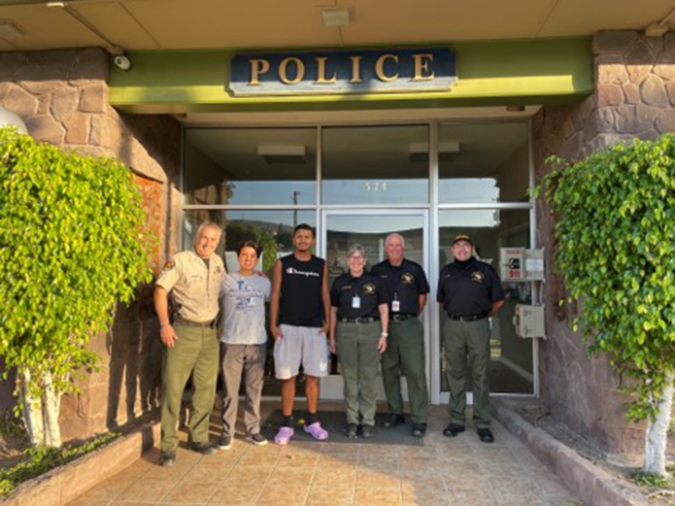 On Thursday, June 16th, 2022, Fillmore Citizen Patrol awarded three scholarships to high school seniors interested in the first responder professions. Izaac Mercado is interested in the fire service as a career and was awarded the John Harm Memorial Scholarship in the amount of $1,500. Oscar Villalta was awarded $1,000 and is also looking to go into the fire service. Kayla Cervantez was awarded $1,000 and is interested in going into law enforcement. Pictured are (l-r): Captain Garo Kuredjian, Izaac Mercado, Oscar Villalta, Citizen Patrol Secretary Lisa Hammond, Citizen Patrol member Jerry Peterson, and Citizen Patrol member German Cea. Not pictured: Kayla Cervantez. Photo credit Angel Esquivel-AE News.