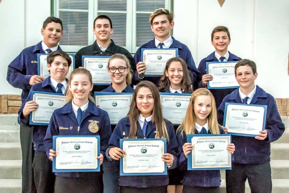 2016 Ventura County Fair Fillmore FFA Participants were also recognized for their participation at this past years Ventura County Fair. Photo by Bob Crum.