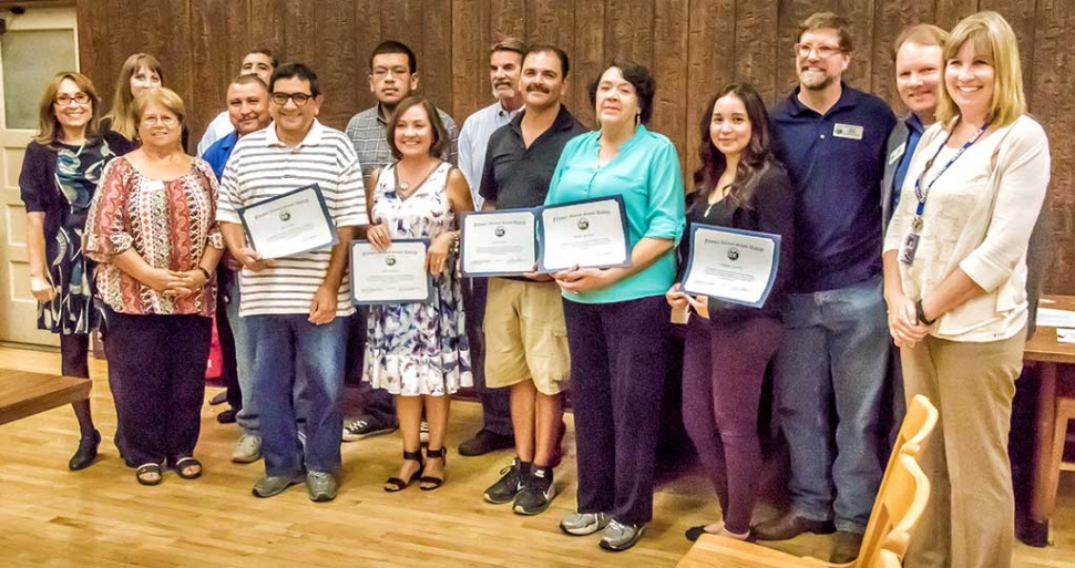 At Tuesday night’s School Board meeting, Fillmore Unified recognized Rio Vista’s District Staff as heros for taking action during a flood that occurred at Rio Vista Elementary School. Photo by Bob Crum.