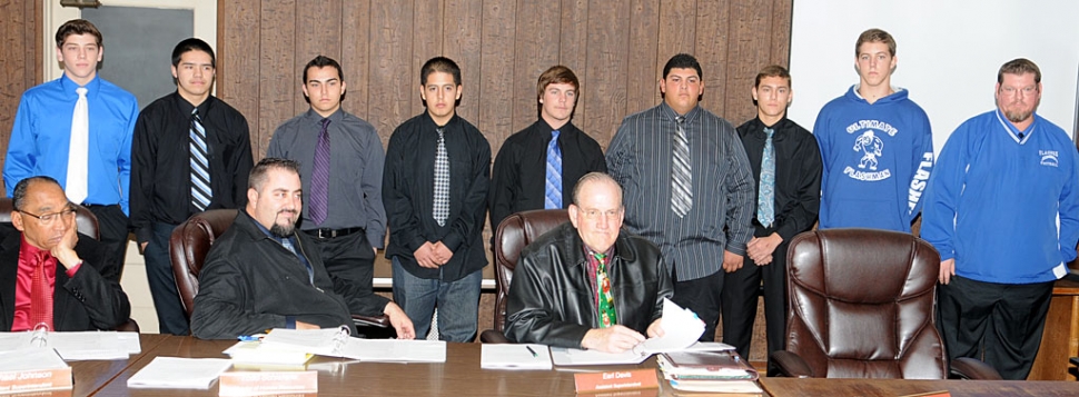 Coach of the Year, Matt Dollar, along with eight members of the Fillmore Flashes Football Team were recognized for their numerous league and county-wide achievements. 