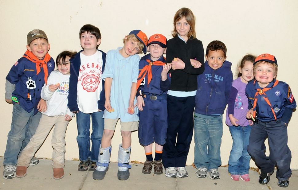 Pictured in no particular order, scouts Christian Myers, Kade Larson, R.J. Martin, Griffin Walls, Zack Barlow: visiting siblings siblings were: Trinity Myers, Brenna Larson, Ashlan Larson, Anna Walls, Brennen Barlow, and Eden Barlow