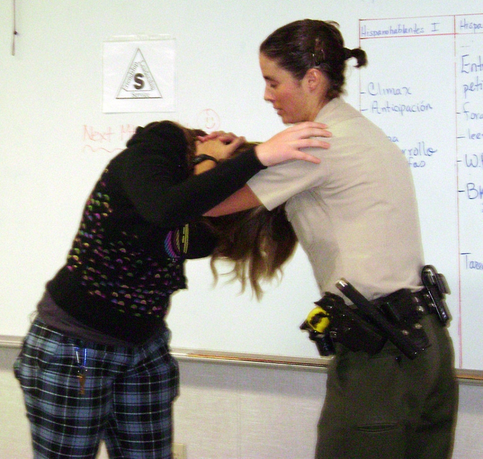 Deputy Ragsdale demonstrated self-defense strategies to The “S” Club.