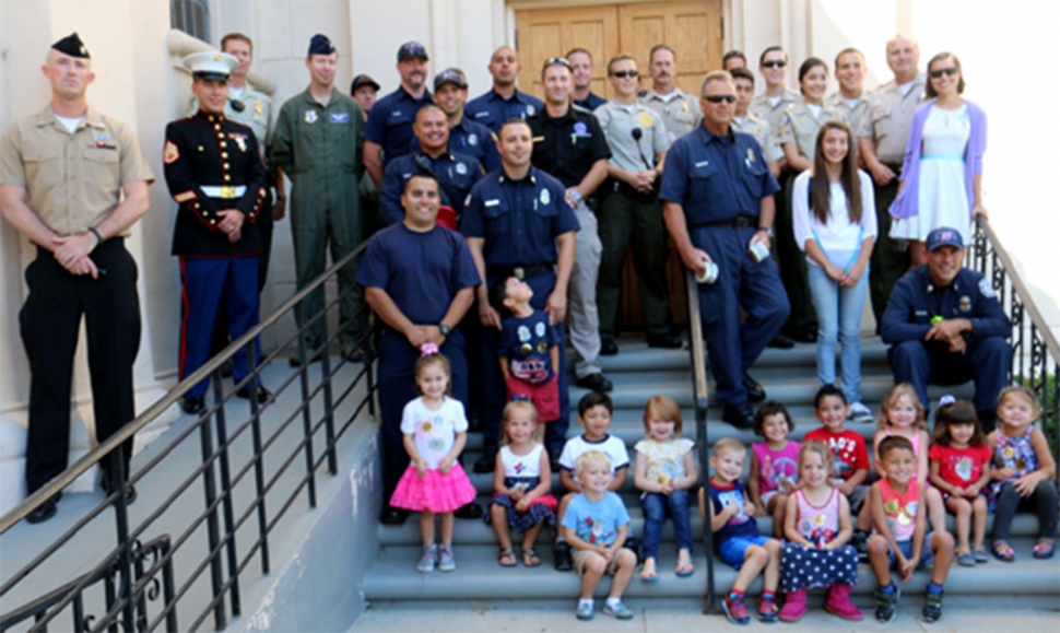 In remembrance of the 9/11 tragedies, Fillmore Firefighters, Ventura County Sheriff deputies, California Highway Patrol officers, and Servicemen representing all branches of the United States Military, enjoyed recess with the students of Sonshine Preschool for their annual “Hero Day” celebration, September 11, 2014. Photos courtesy Sebastian Ramirez.