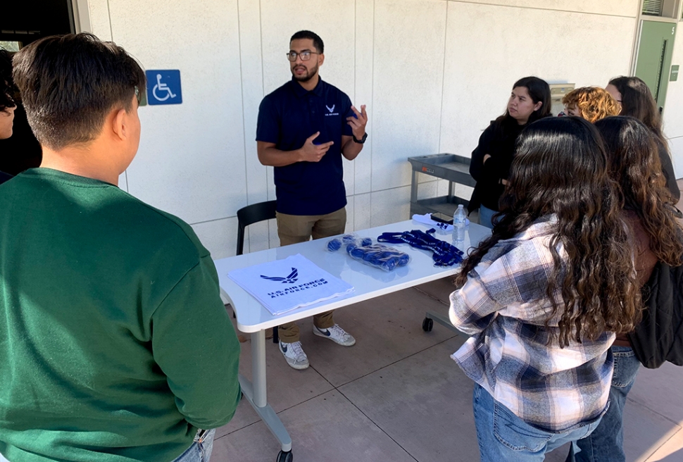 On Tuesday, October 18th, Sierra High students had an opportunity to speak with a representative from the US Air Force. Students were engaged and asked great questions. Did you know that the Air Force has its own accredited community college program that accepts cadet’s basic training and tech training towards an Associate’s Degree, getting them halfway to a 2-year degree? Once the cadet is at a permanent duty station, they can finish their courses at the base. Courtesy Sierra High Blog.