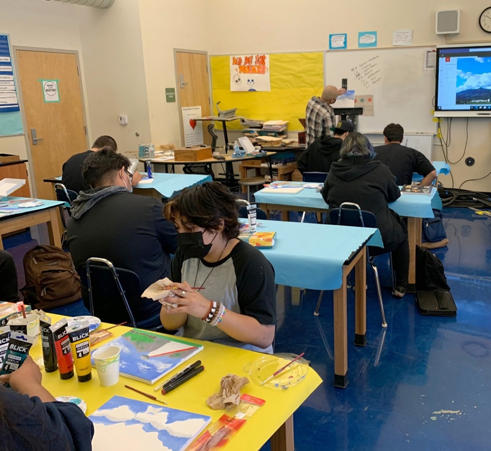 Sierra High artists making beautiful art pieces. The students will be displaying their art for families to see on December 17th. Courtesy Sierra High Blog.