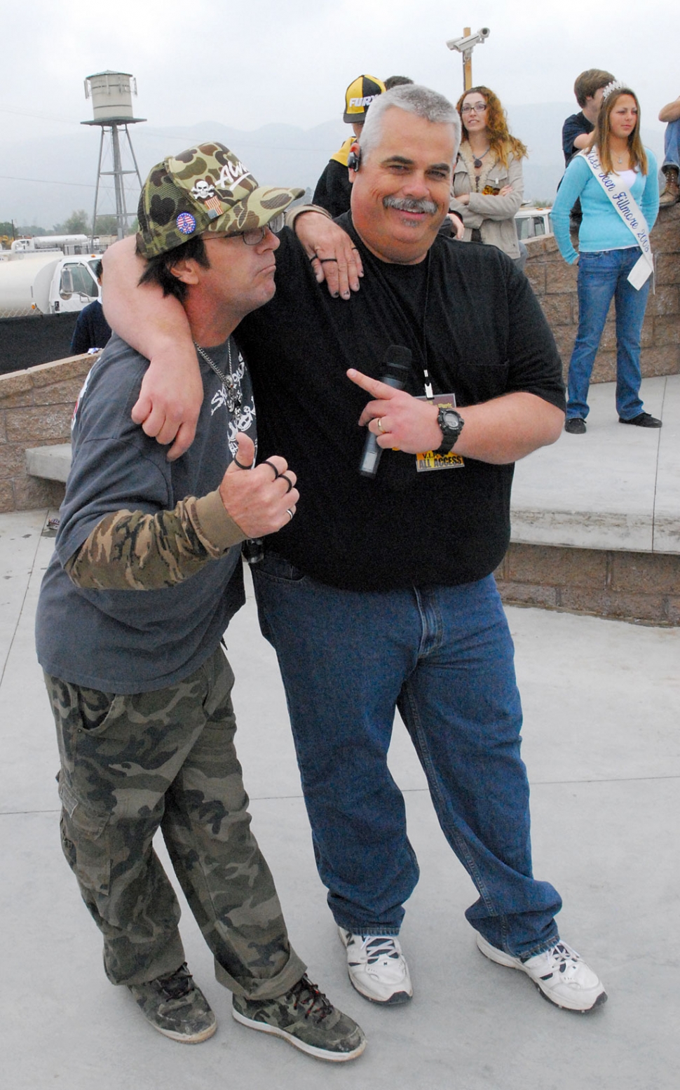 Councilmember Steve Conaway, right, found a new buddy in skater Jeff Tatum at Saturday’s grand opening.