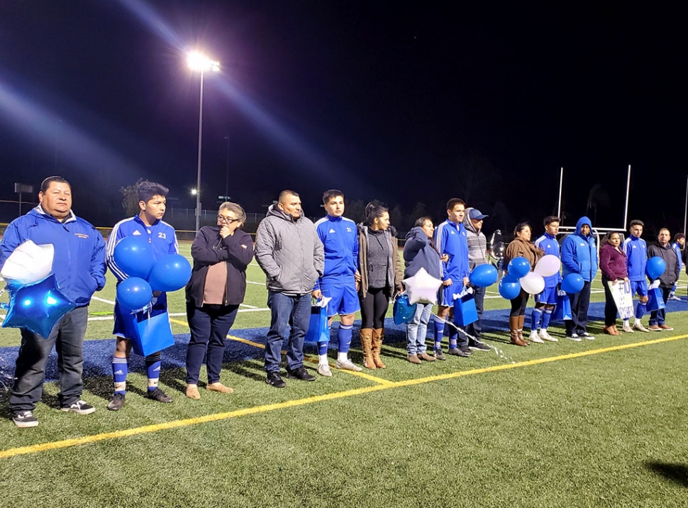 Monday, February 3rd the Fillmore Flashes Boys soccer team hosted Senior Night to say farewell and good luck to the Class of 2020. Pictured above and below are this year’s Seniors along with their families before their game against Carpinteria. The Flashes beat Carpinteria 2 – 1. Photos courtesy Coach Javier Alcaraz.